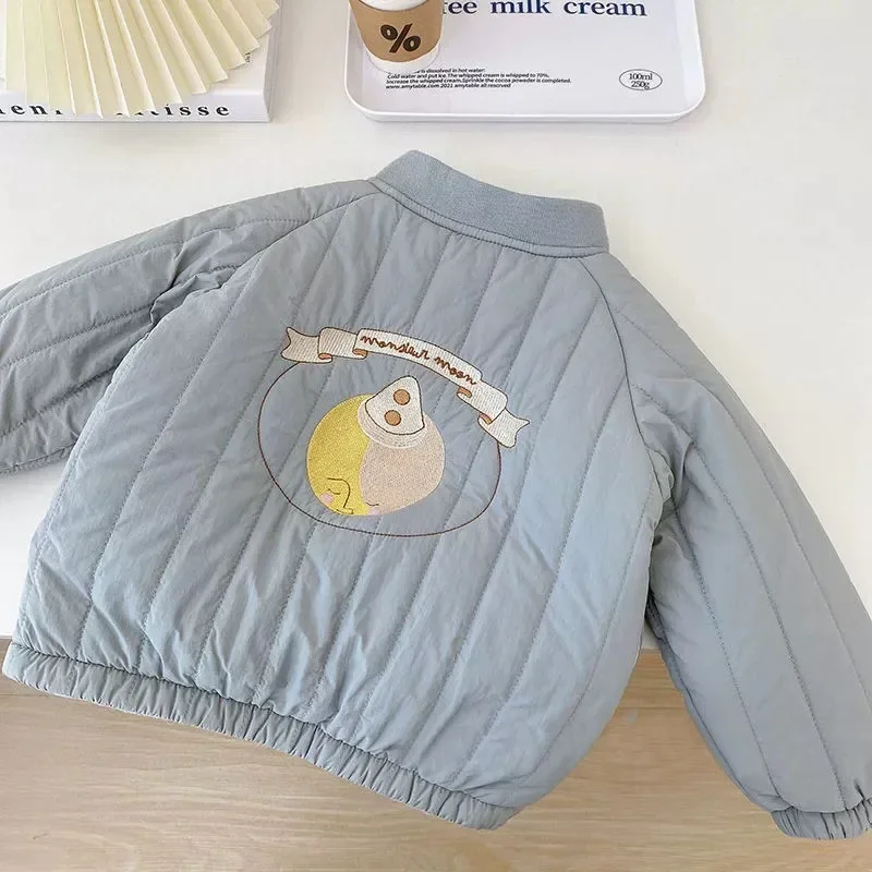 2024 Fashion Children Baby Jackets Winter Autumn Thicken Cute Embroidery Coats Kids Boys Girls Outerwear