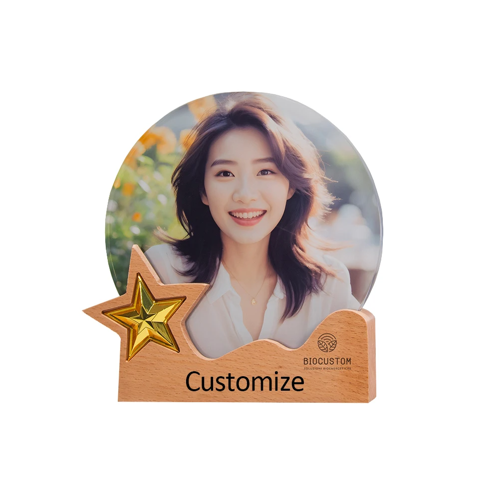 Custom Medal Solid Wood Crystal Trophy Reward Cup Trophy Portrait Photos 2025 Annual Meeting Retirement