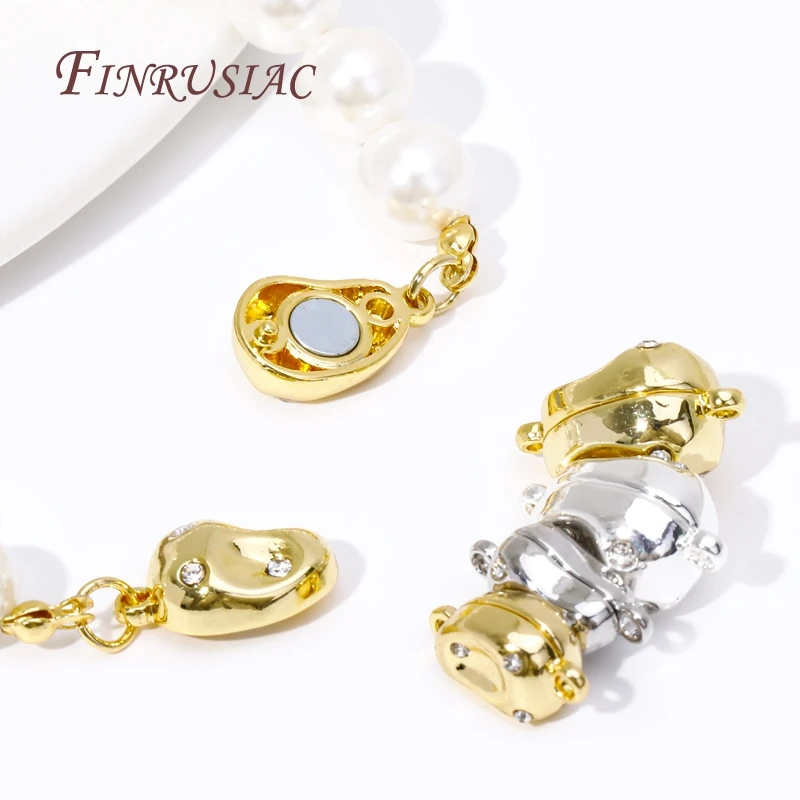 Conectores de cierres de pulsera chapados en oro de 18K, accesorios de collar de pulsera DIY, cierres magnéticos, accesorios para la fabricación de joyas
