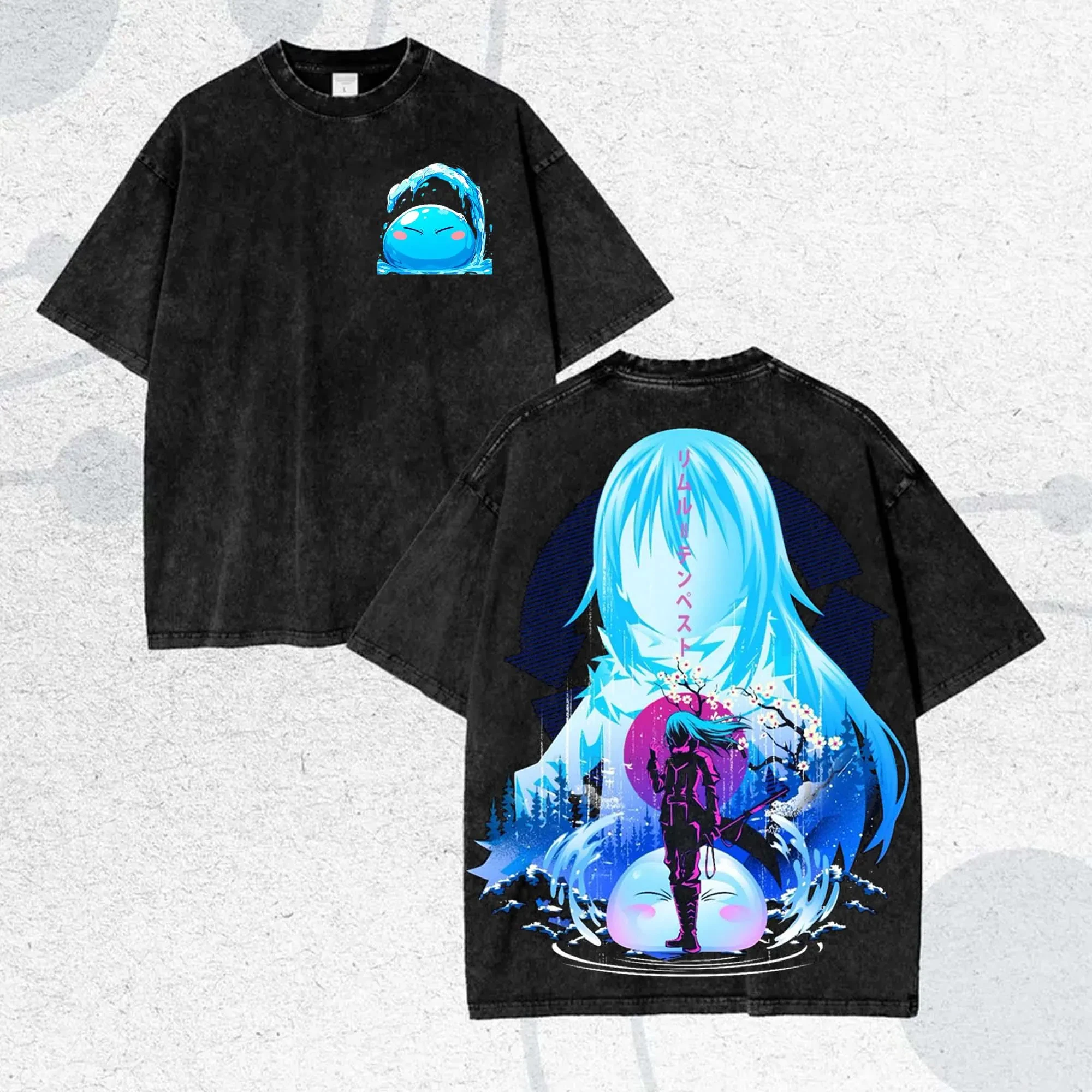 Japanese Anime Slime Rimuru Tempest T-Shirt Kawaii Slime & Cool Human Form Graphic Print Tee pure Cotton Harajuku Men Women Top