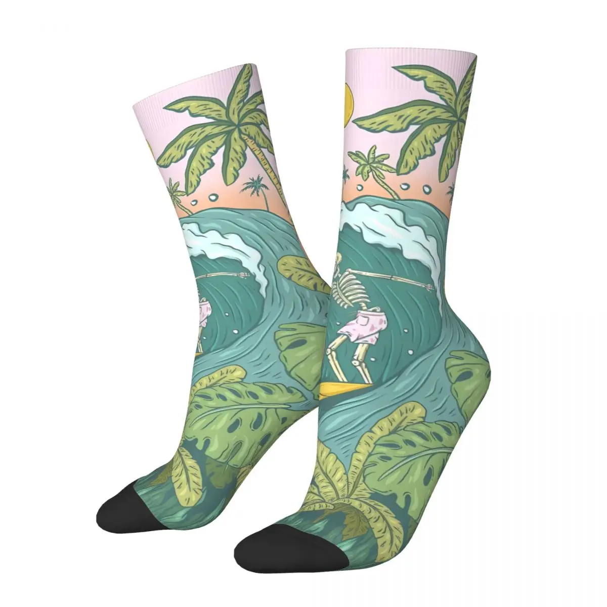 Y2K Summer Beach Coconut Trees Sock Printed Man Polyester