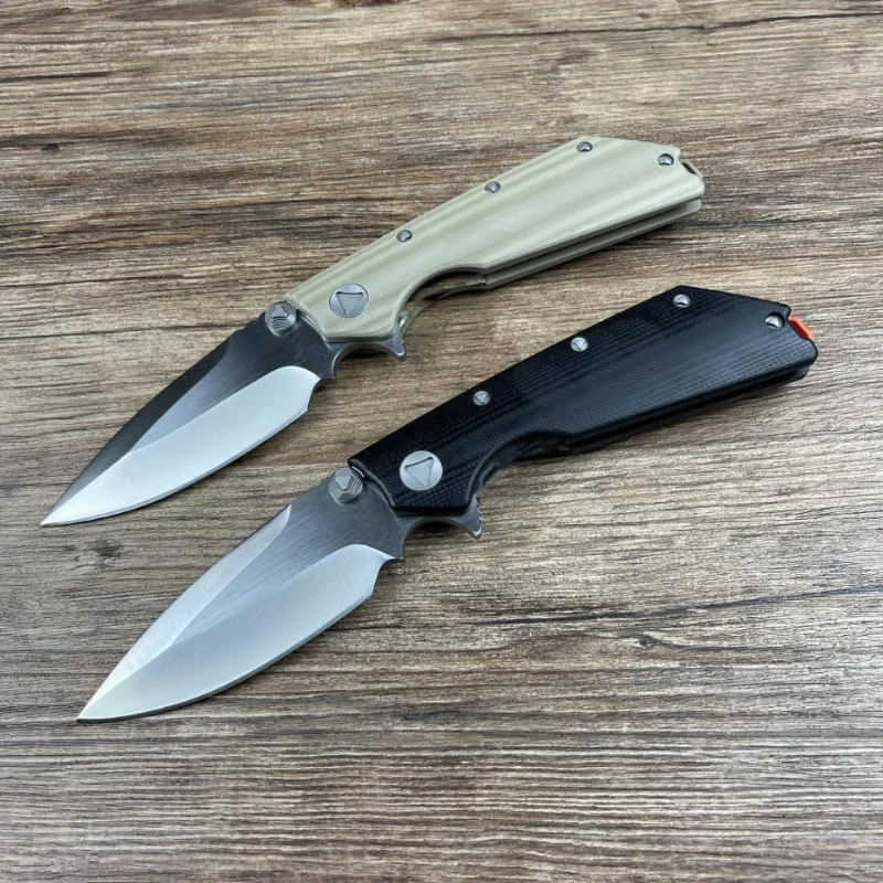 

DOC D2 blade G10 satin plain weave handle outdoor portable military camping survival self-defense tactical folding knife