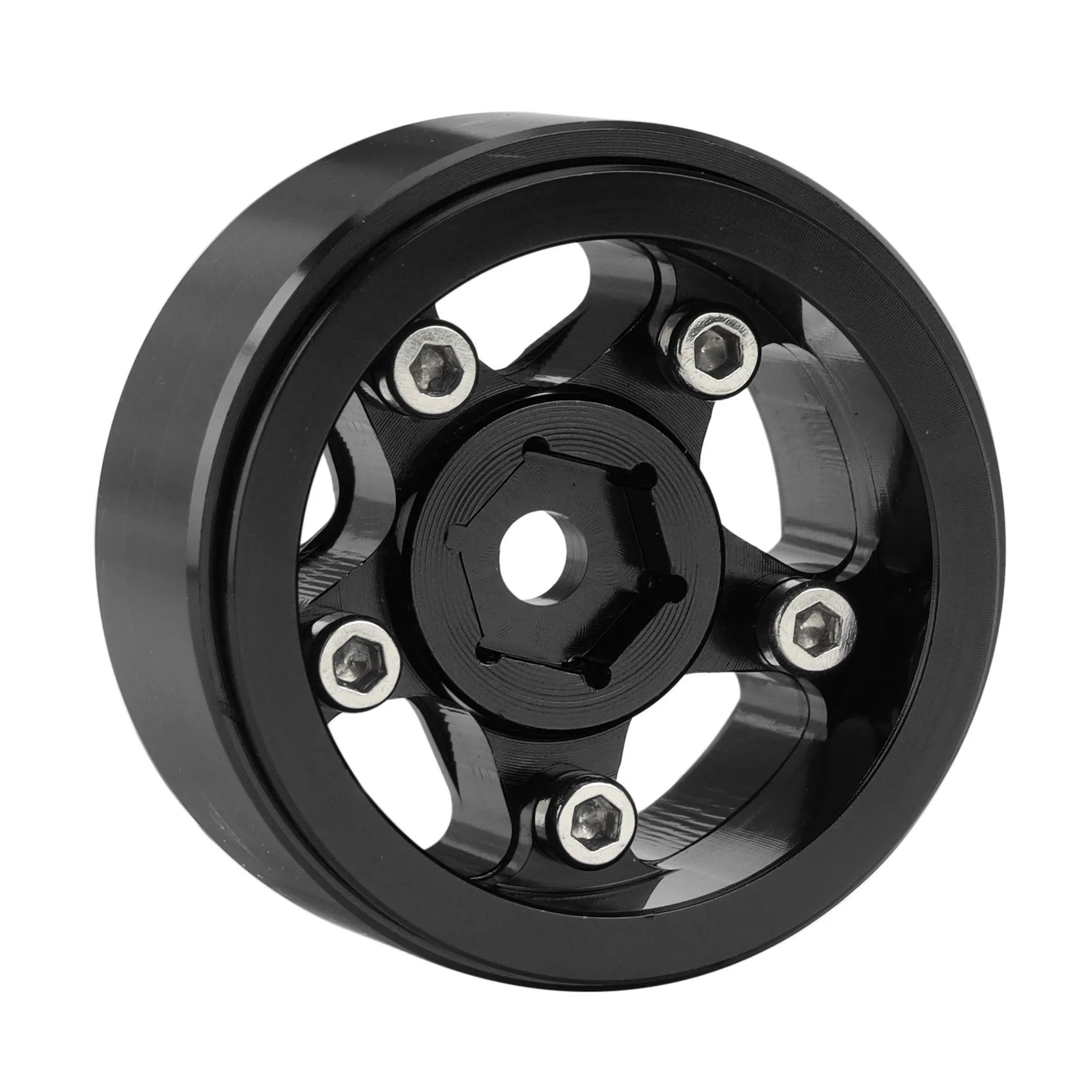 4Pcs 1.0Inch CNC Metal Beadlock Wheel Rim Hub For 1/24 RC Crawler Car Axial SCX24 90081 AXI00001 AXI00002 Parts