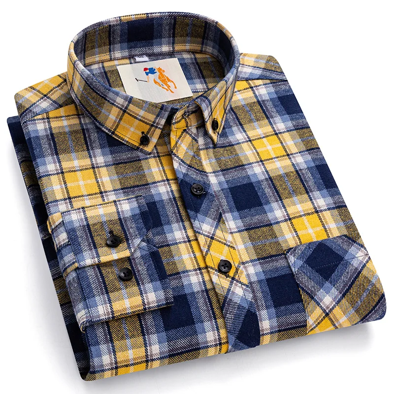 8XL Klasyczne męskie koszule flanelowe w kratę Męskie koszule flanelowe z długim rękawem Męskie koszule flanelowe z długim rękawem Casual Duży rozmiar Pojedyncza kieszeń