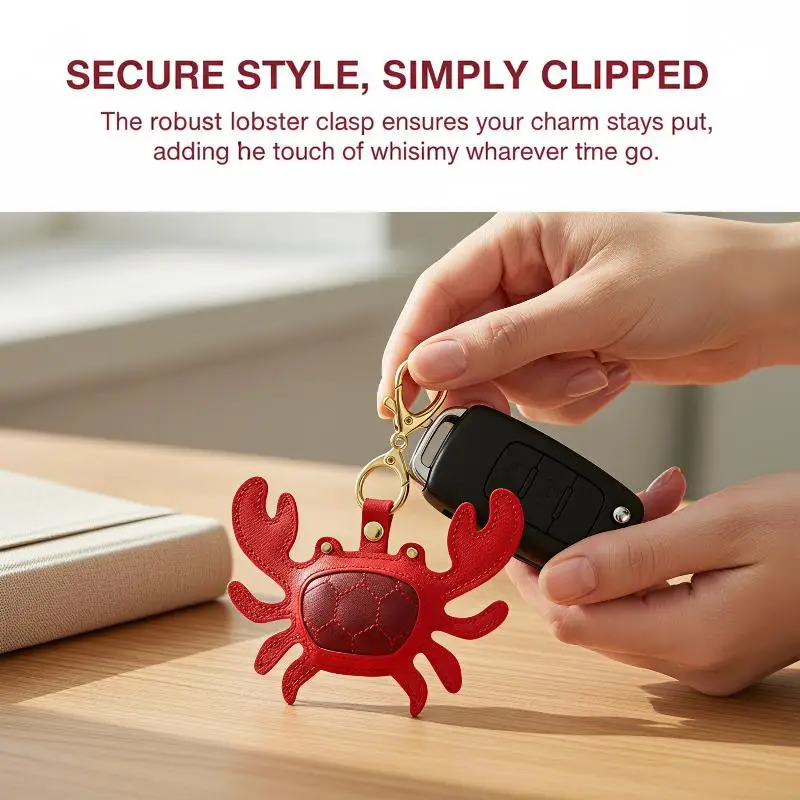 Stylish PU Leather Summer Beach Style Keychain Sea Animal Bag Charm Lobster Crab Bag Accessory