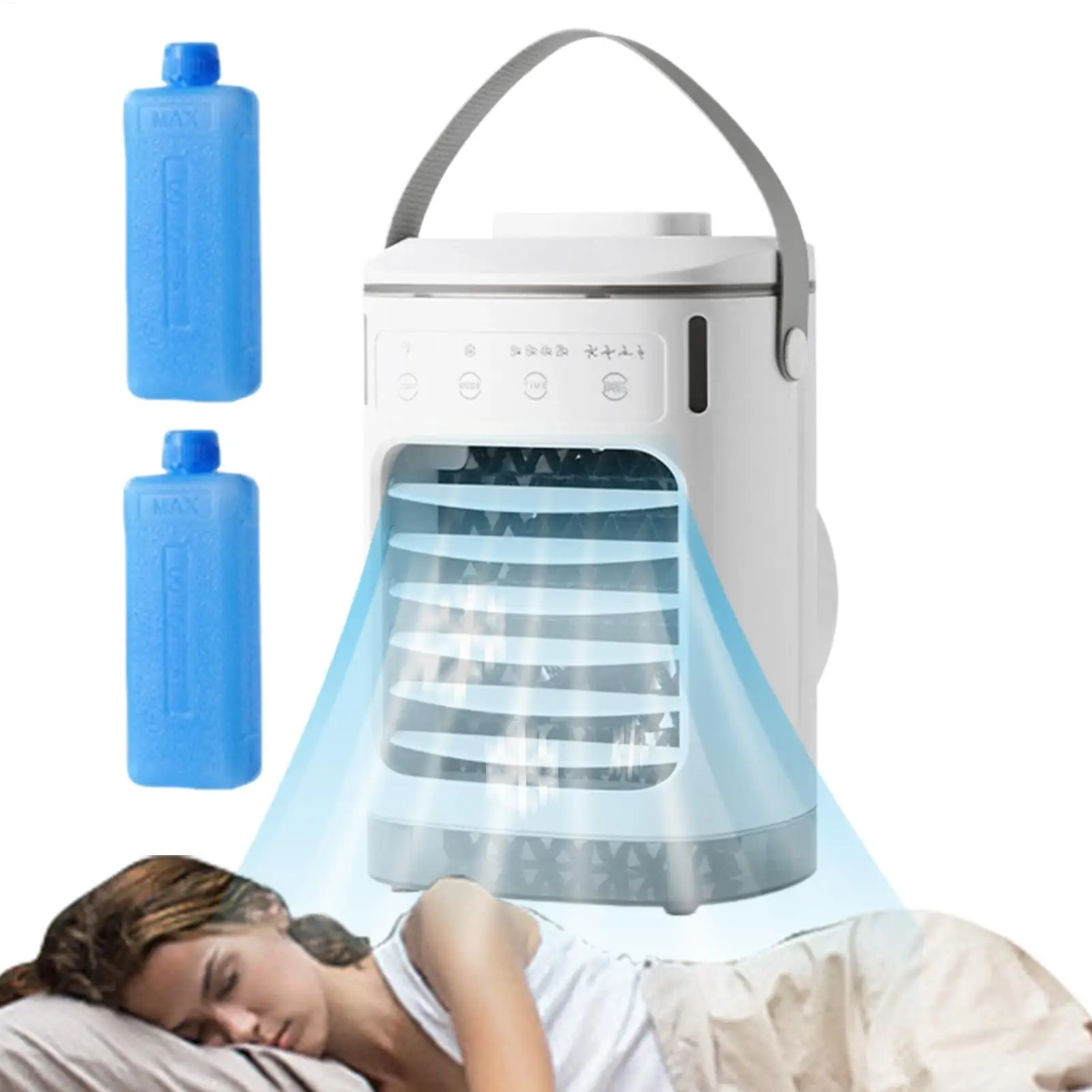 

Вентилятор кондиционера Портативный вентилятор охлаждения кондиционера Маленький увлажнитель Перезаряжаемый тихий с таймером 4-скоростной крутой гаджет