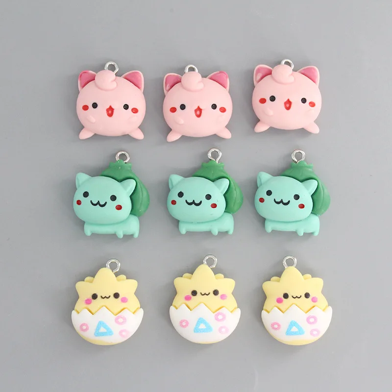 

Pokemon Cute Cartoon Pendant Hanging Ornament Anime Characters Bulbasaur Jigglypuff Earrings Necklace Keychain DIY Accessories