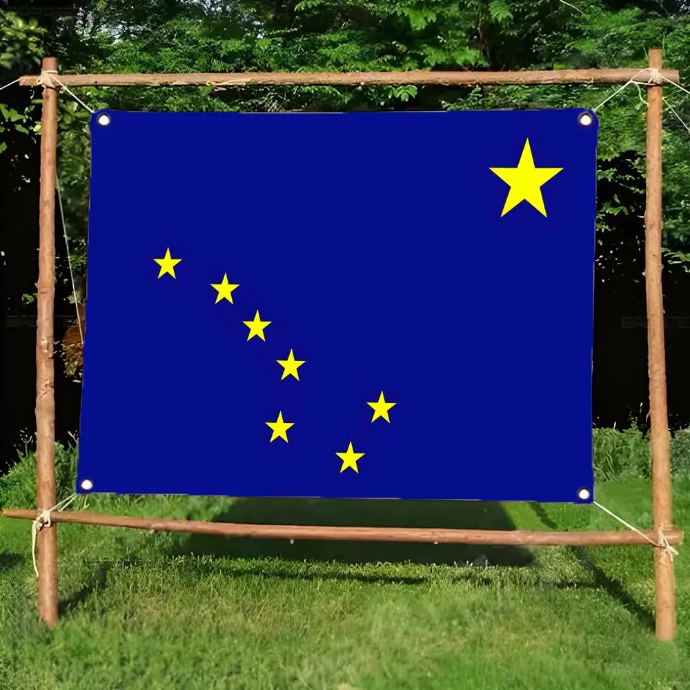 state token emblem A-Alaska Flags Borderless four-ring ornament indoor outdoor decoration effortless to hang