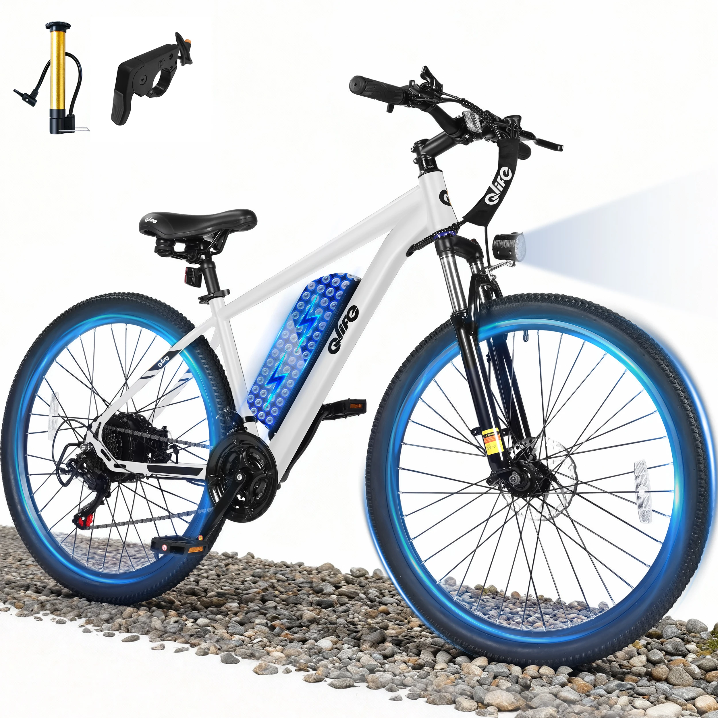 Qlife Race Electric Bike for Adults, Peak 1000W 48V 375Wh Removable Battery,  26" Tire Electric Mountain Bike, 21-Speed Off-road Electric Bicycle, 25MPH 40 Miles image 1