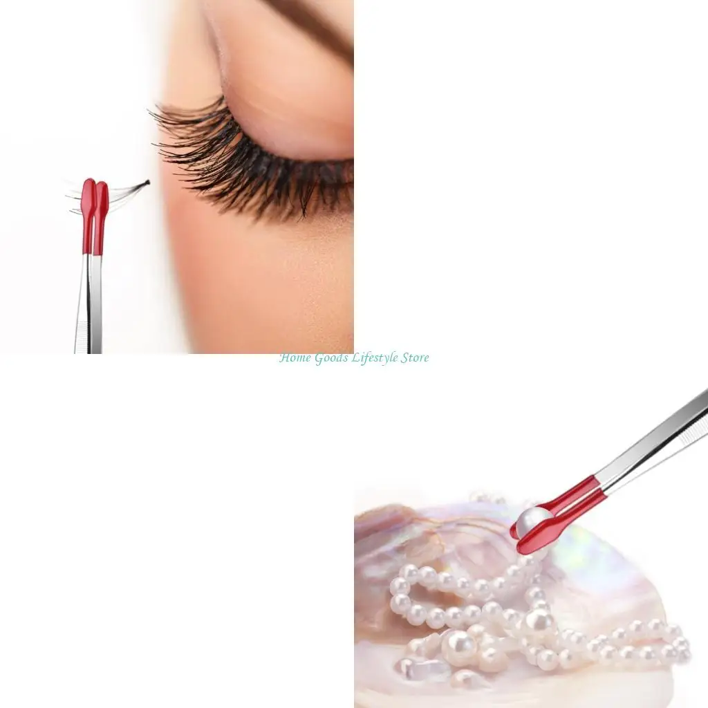 

E74E 3 шт. Пинцеты с резиновыми наконечниками, длинные промышленные пинцеты из нержавеющей стали с бусинами