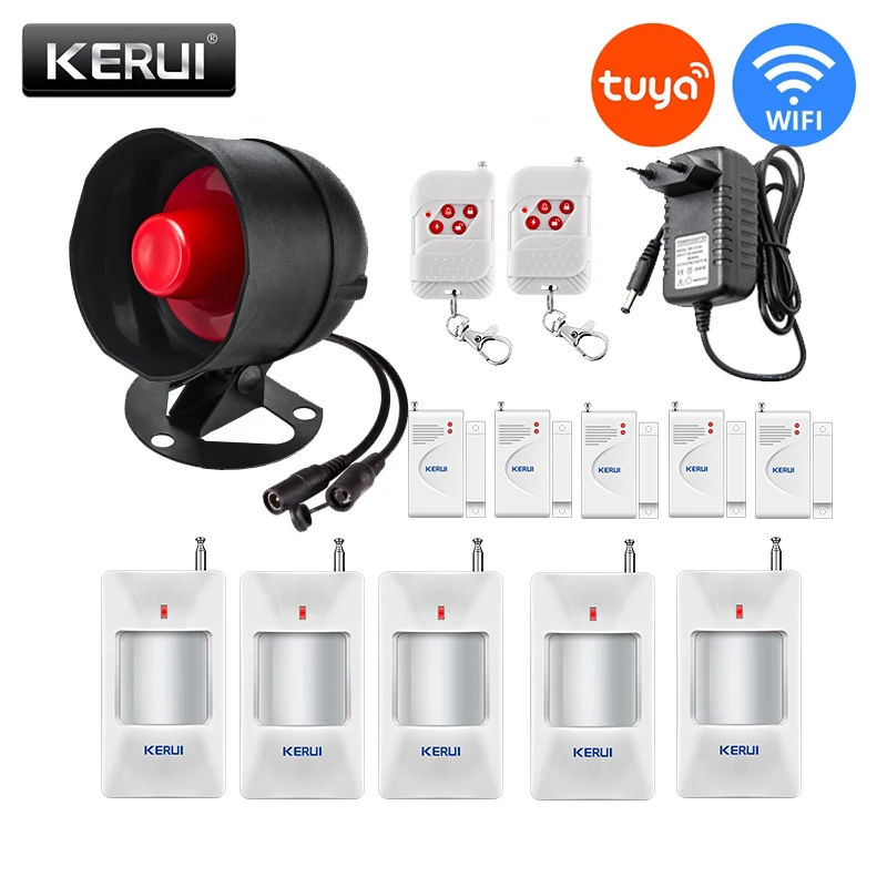 

KERUI Tuya Smart WIFI Wireless Security Alarm System Siren 433Mhz Home Burglar Motion Door Sensor Compatible Google Home Alexa