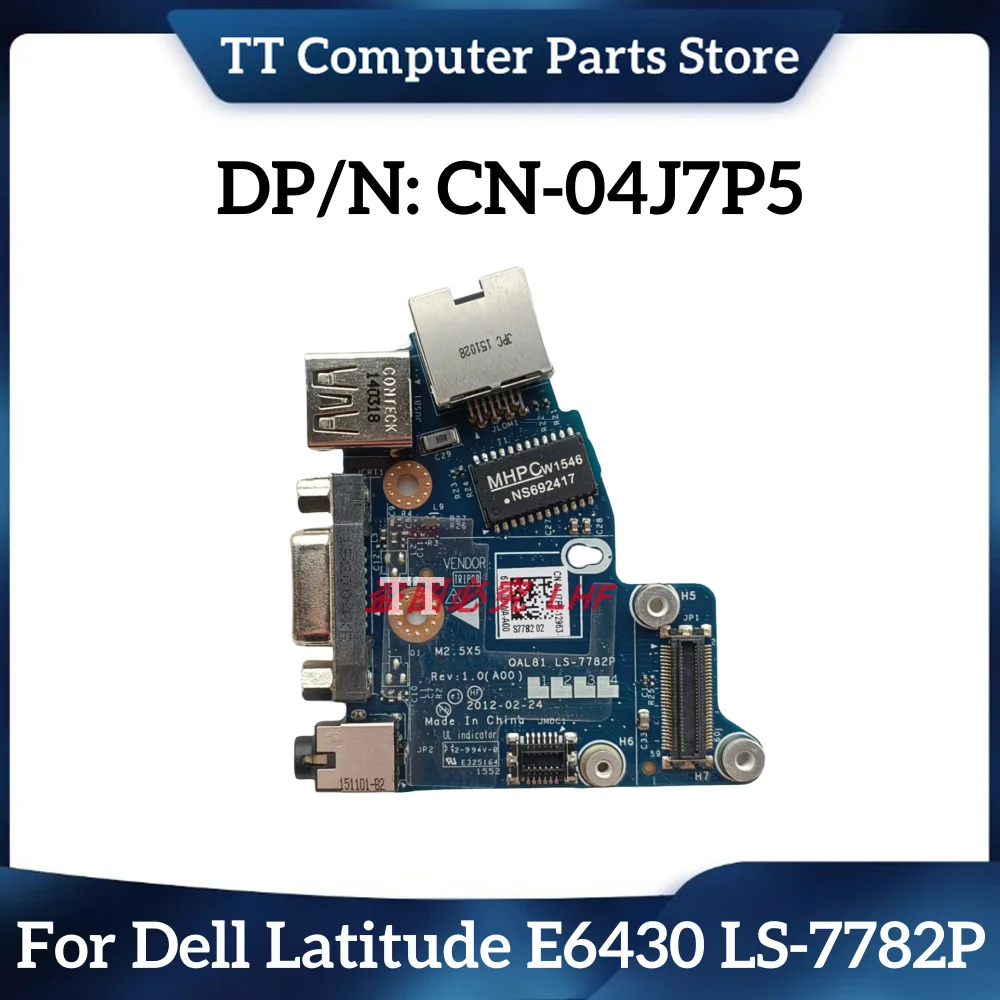 TT JOUTNDLN-Placa Ethernet para Dell Latitude E6430, LS-7782P, Jack de áudio, VGA, porta USB, 4J7P5, 04J7P5, navio rápido