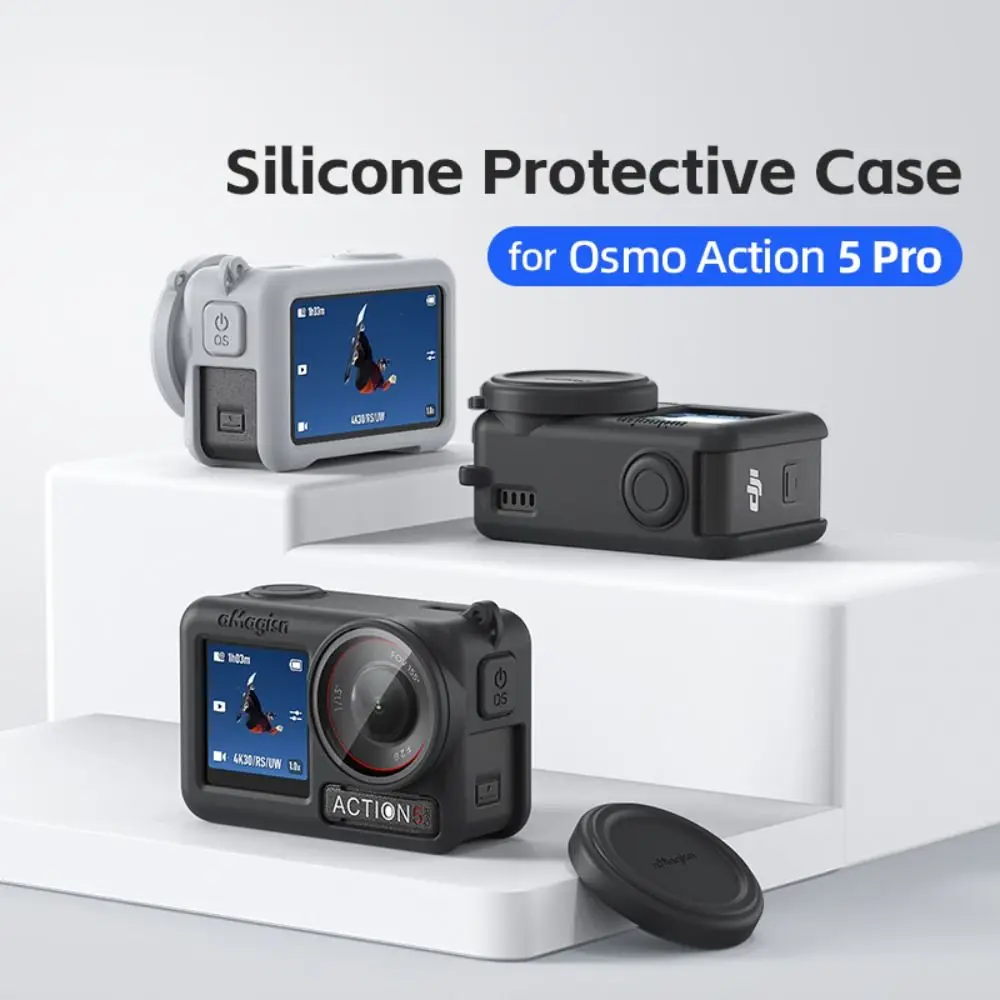 Silicone Protective Case Lens Cap With Anti-lost Rope Silicone Protector Action Camera Accessories for DJI Osmo Action 5 Pro