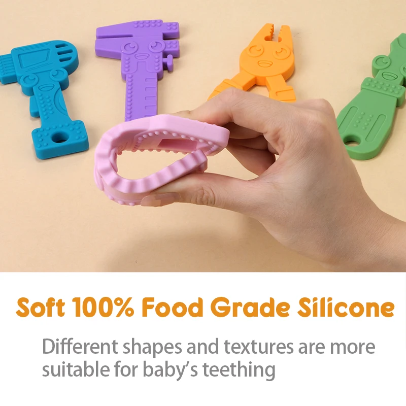 2/3PCS-set Baby Silicone Teether Wrench Food Grade Chewing Toy Silicone Tiny Rod Children\'s Goods Nurse Gift Baby Teether Toys