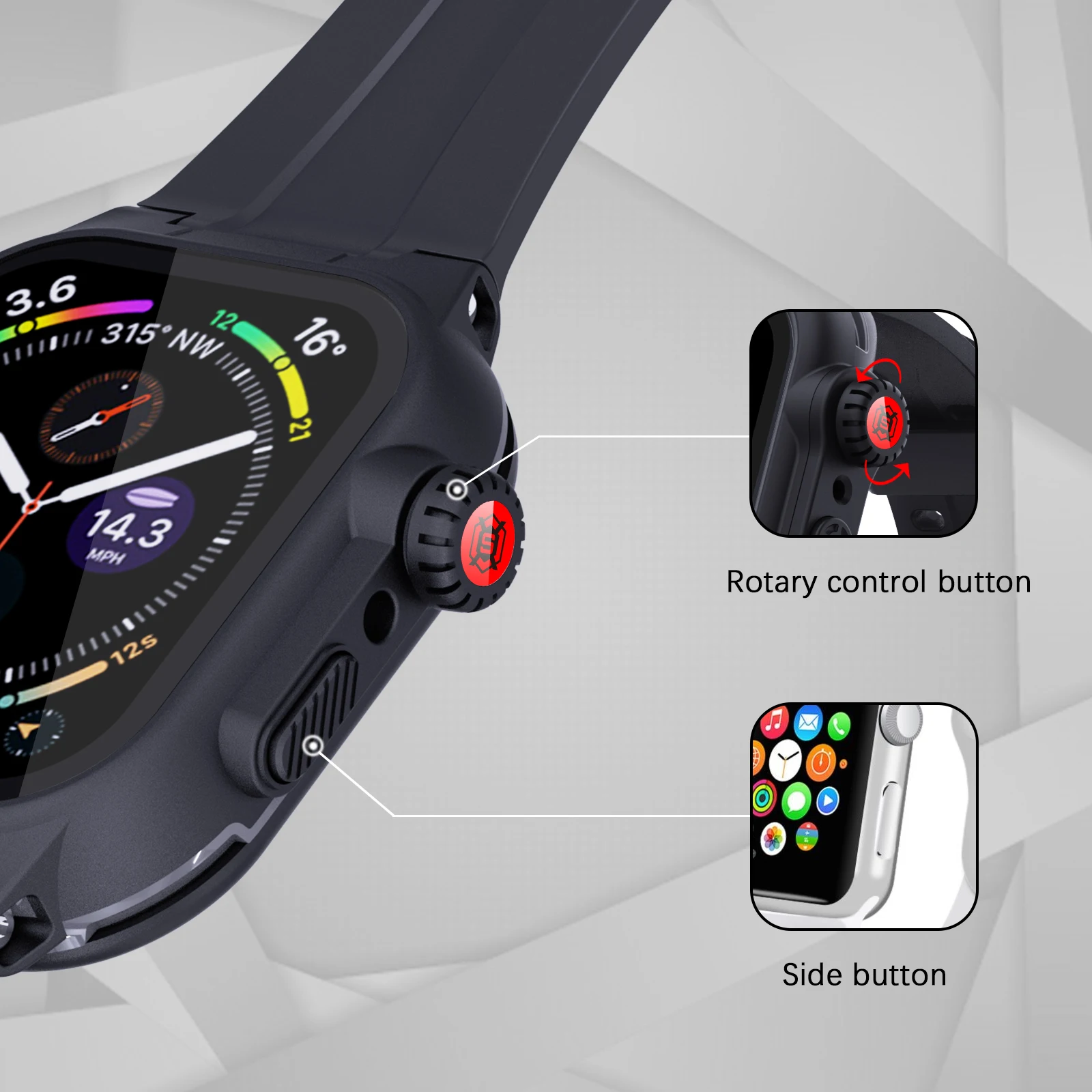 Shelbox-Lightweight Anti-Slip Shockproof Case for Apple Watch Anti-abrasion IP68 Professional Waterproof S7 S8 41mmHigh Quality