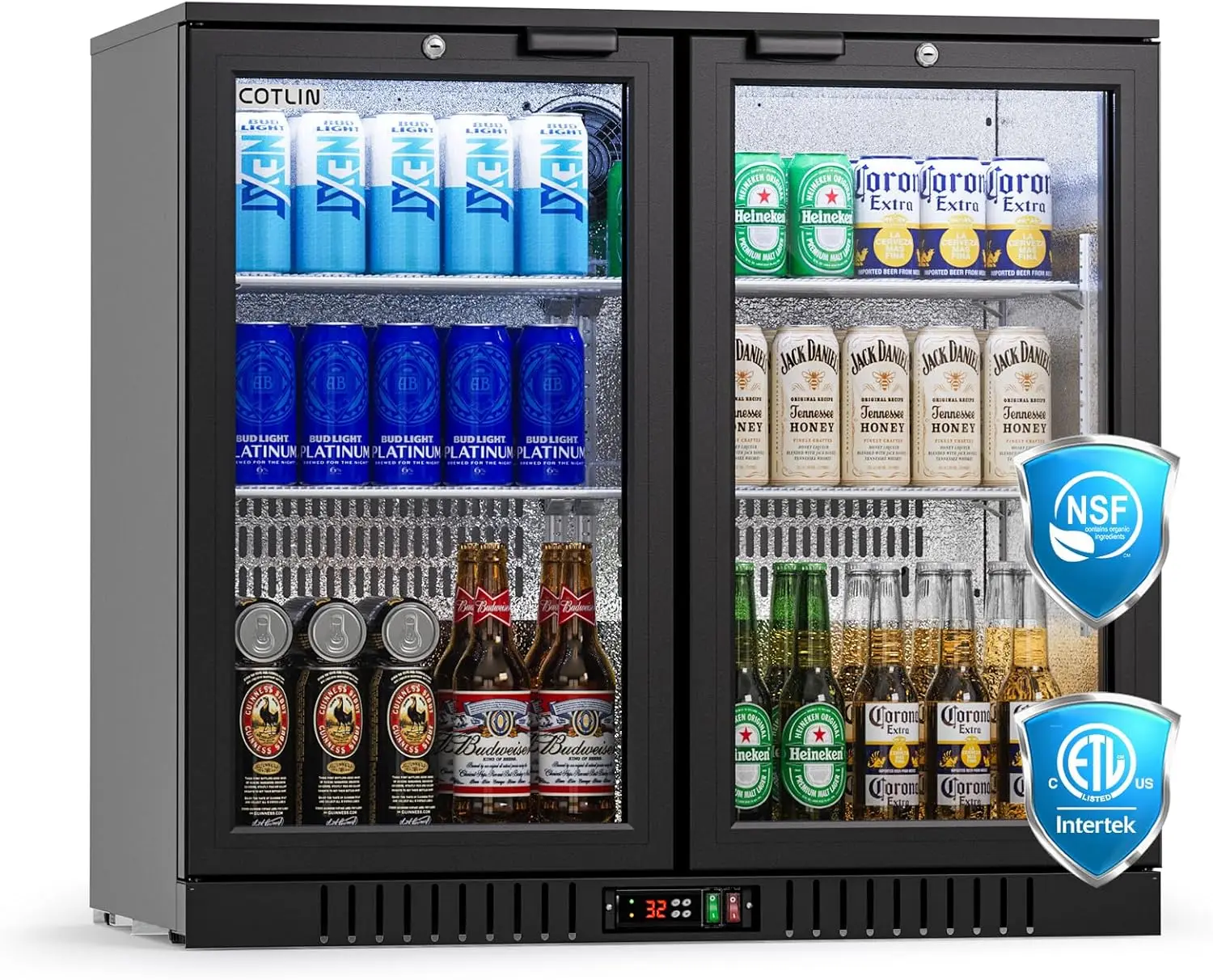 

Back Bar Cooler Beer Fridge Undercounter Refrigerator with LOW-E Glass Free Standing Beverage Refrigerator