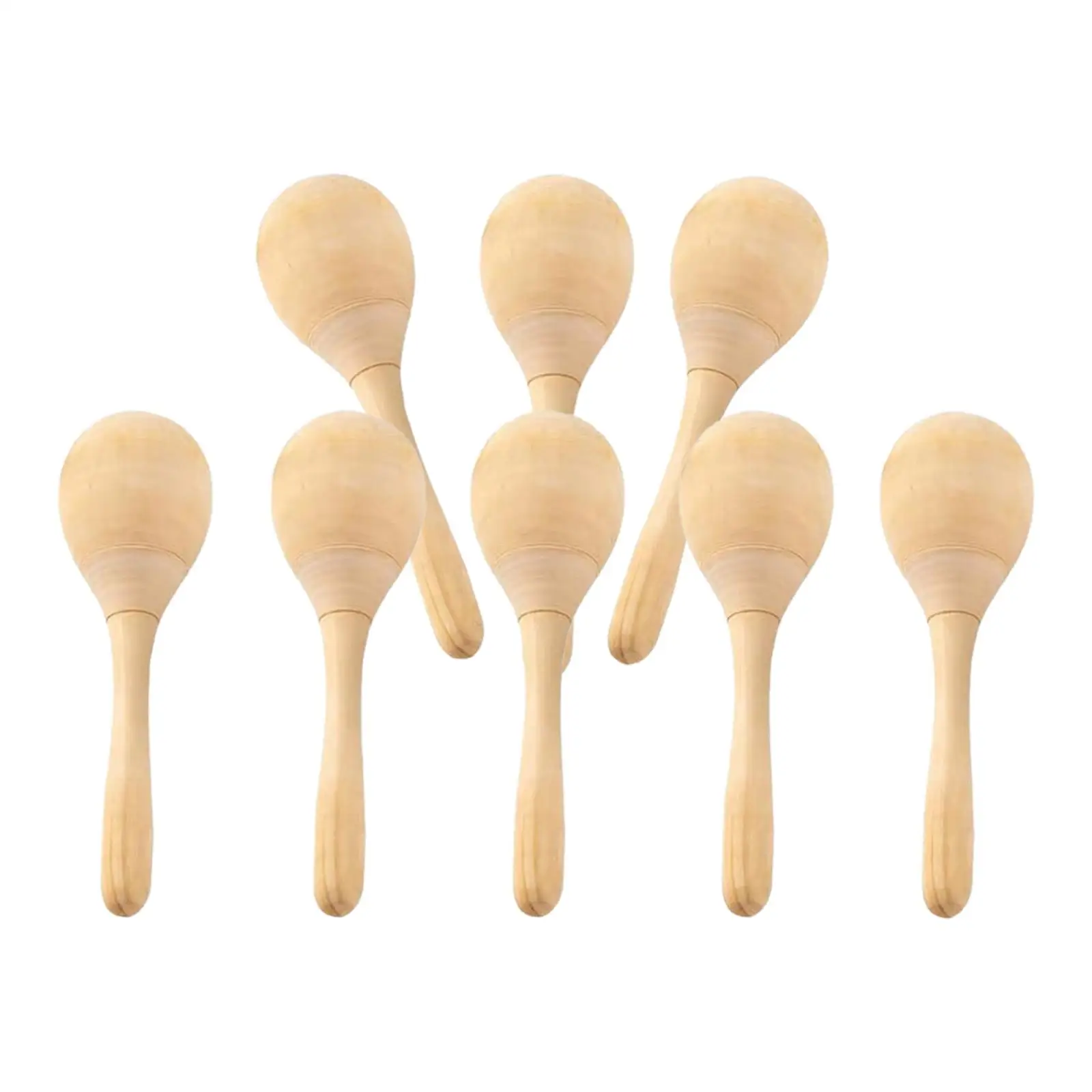 8x Wood Maracas DIY Unfinished Blank Maracas for Holiday Birthday Painting