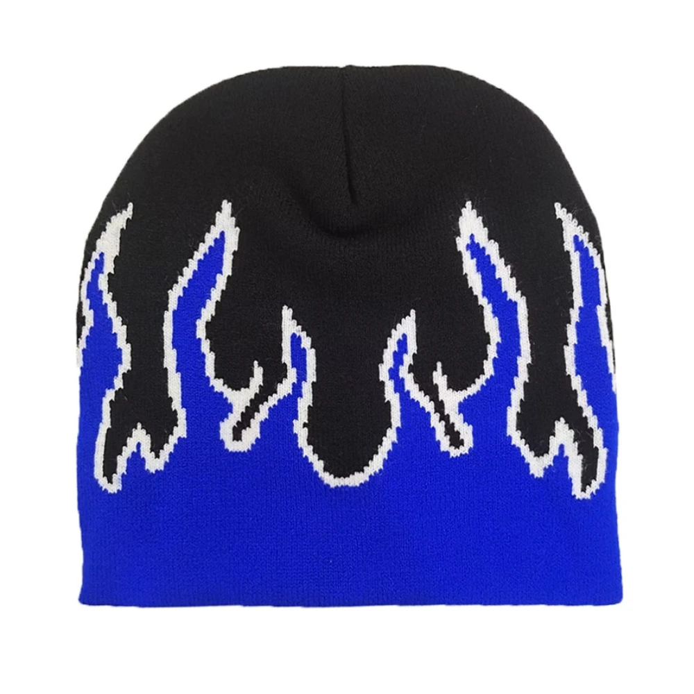 

Flame Skullies Caps Windproof Stretch Knitted Beanies Caps For Women Men Autumn Winter Sports Yoga Skiing Street Hip-Hop Caps