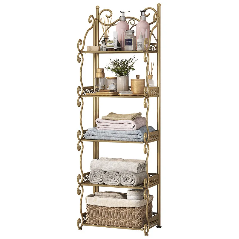 رفوف تخزين متعددة المستويات للحمام، رفوف حوض غسيل الحمام من الأرض إلى السقف، أرفف تخزين قابلة للطي للمطبخ #5