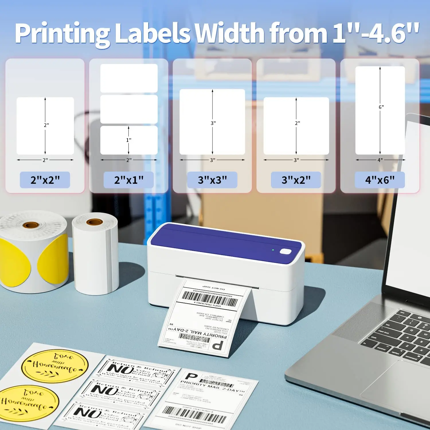 Impressora térmica multifuncional de etiquetas de pacote de envio Phomemo 241bt 4x6