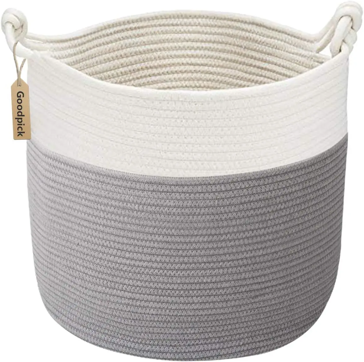 

Cotton Rope Storage Basket, 15x14.2 Inches for Baby Laundry, Toy & Blanket Organizer with Handles, Grey Home Decor