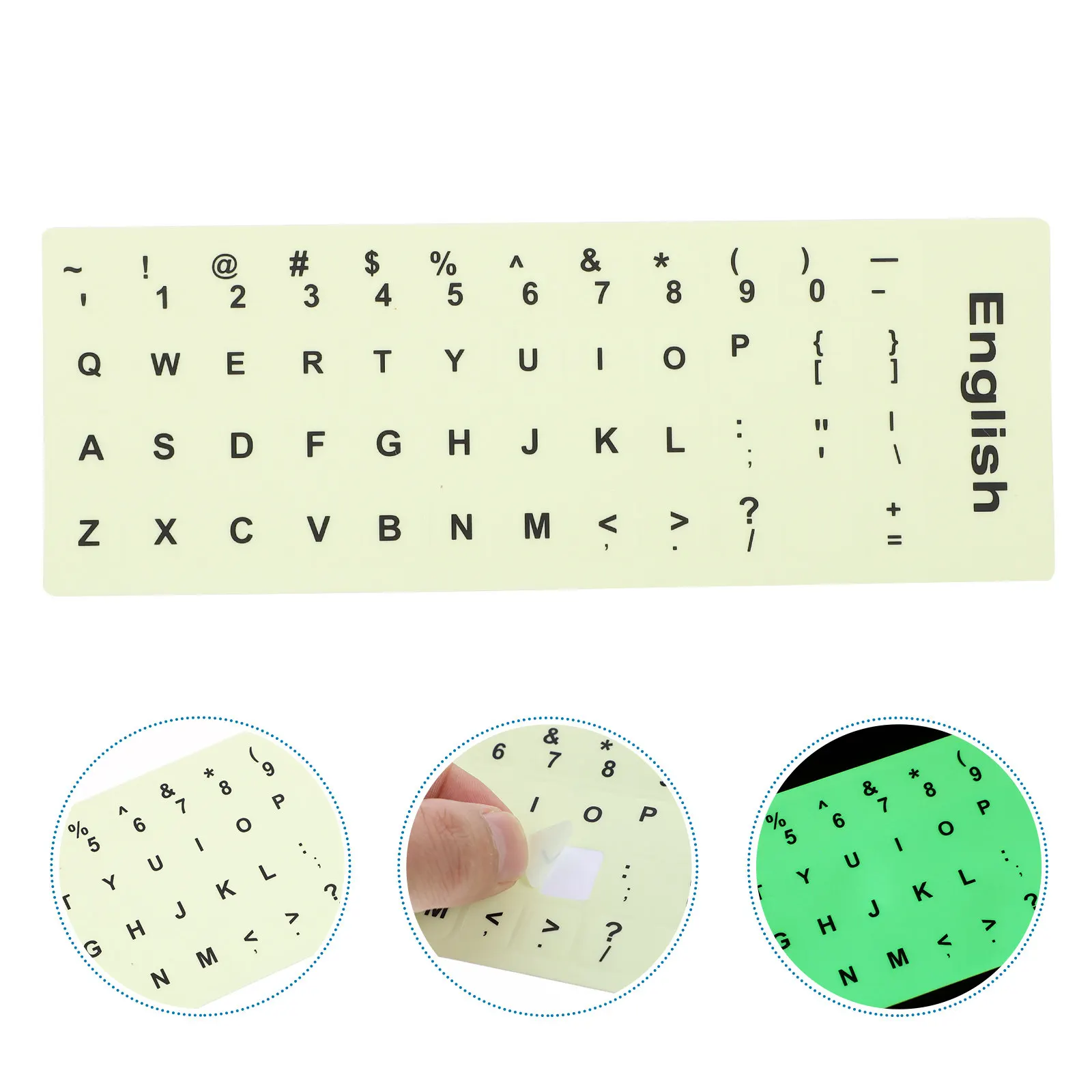 

1 Sheet Glow in The Dark Keyboard Sticker High Durability Letter Replacement Sticker Compatible with Laptop Desktop Keyboards