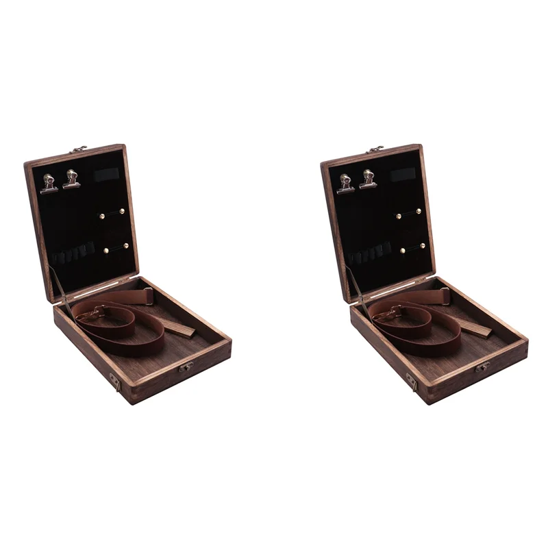 صندوق خشبي للكاتب A46M-2X، صندوق خشبي مع حقيبة كتف بغطاء مفصلي، مع مزلاج غطاء صندوق تخزين للرسم الخارجي