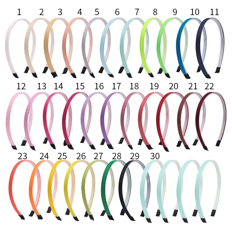 Ziming 30 Colors 10MM Baby Girls Solid Ribbon Cover Hairband Kids Children Hard Headband Hair Accessories Headwear Wholesale