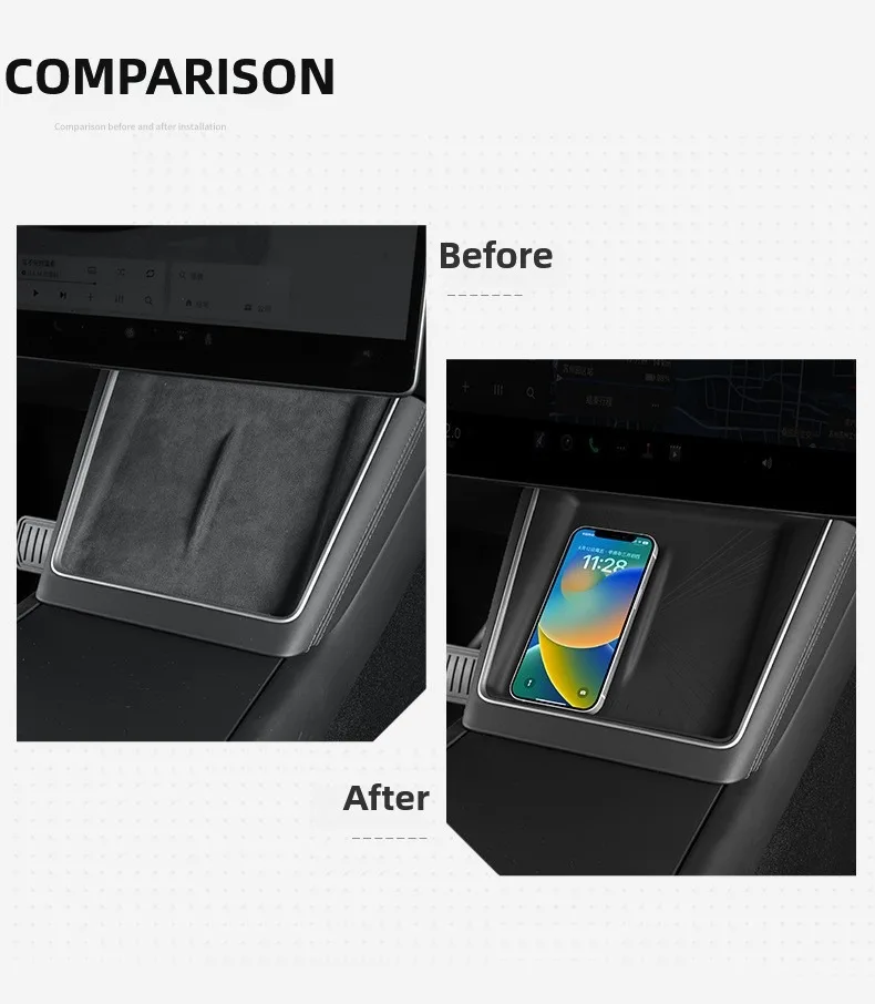 For Tesla New Model Y LAUNCH 2025 Juniper 2026 Wireless Charge Pad Plaid Center Console Charging Station Mat Silicone Protector