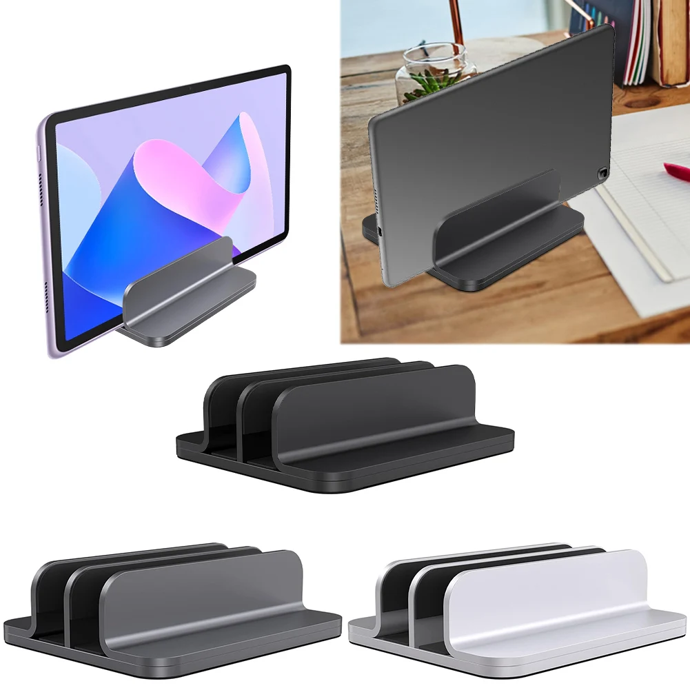 Vertical Laptop Stand Desktop Stand Holder Dual Slots Tablet Holder Stand Aluminum Alloy for Macbook for Mac Mini for IPad