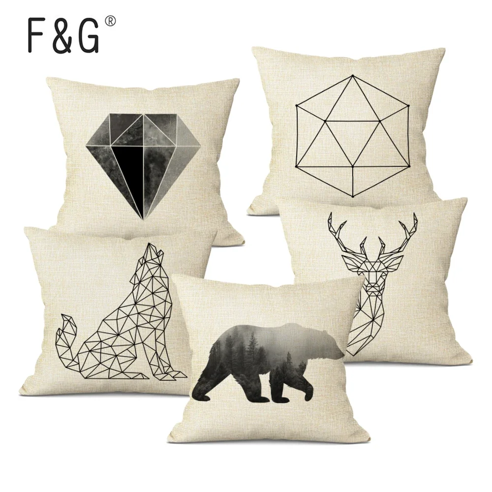 

Geometry Animal Cushion Cover Decorative Custom Throw Pillow Case Nordic Simplicity Home Decor Pillowcase