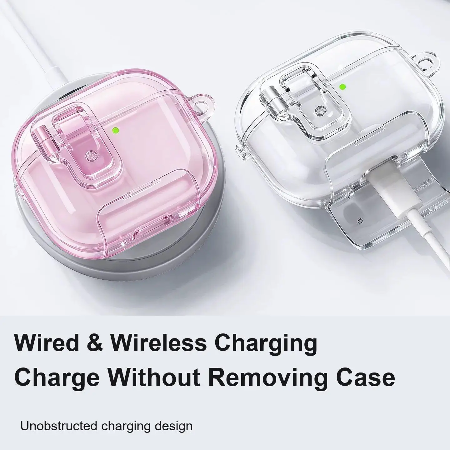 New for AirPods Pro 3/Pro 2/4 with Keychain [Auto Pop-Up Lid ] Soft TPU Clear Cover Phone Bracket Design for AirPods 4/Pro 3/Pro view 3