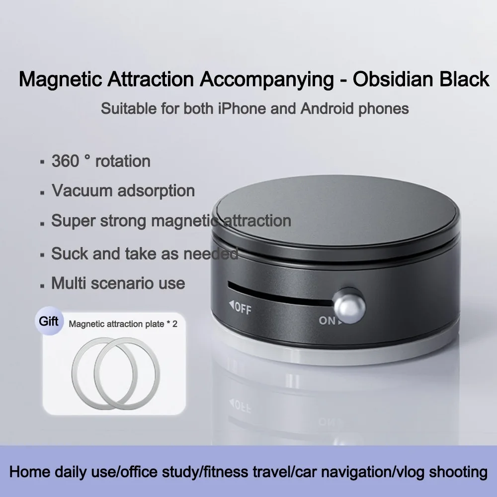 

Foldable Car Phone Holder Vacuum Adsorption Magnetic 360 Rotation Car Mount Phone Bracket Double-sided Magnetic