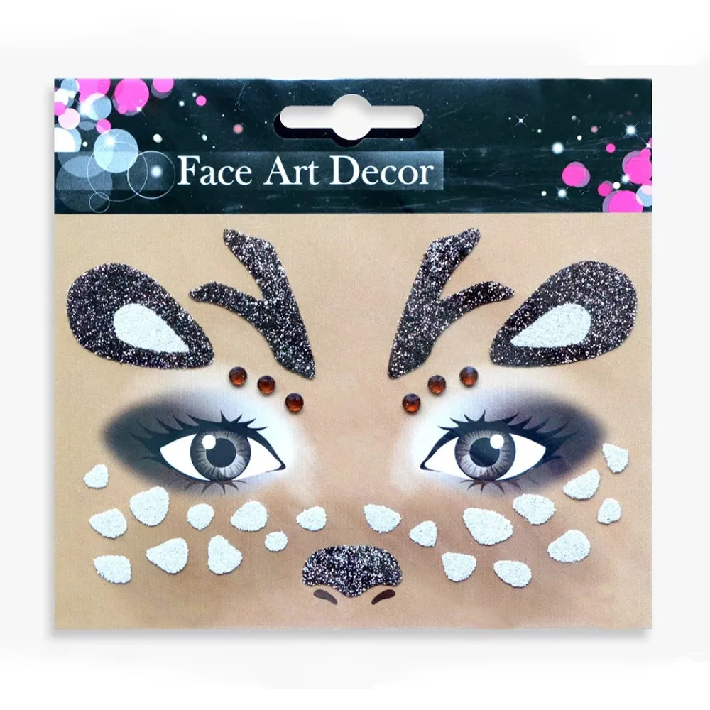 

for Christmas Make Up Halloween Party Animal Face Sticker Self-adhesive Sticker Easy to Use Deer Face Sticker Deer Pattern