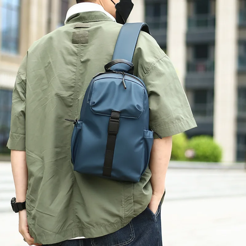New multifunctional chest bag simple solid color leisure mobile phone bag students Joker portable shoulder crossbody bag.