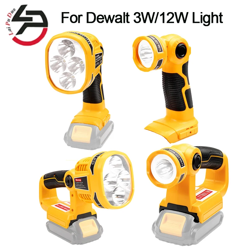 

Replace for Dewalt Indoor and Outdoor 3W/12W Pistol Tool Light Used for Dewalt 14.4V-20V Li-ion Battery DCB182/DCB201/DCB200