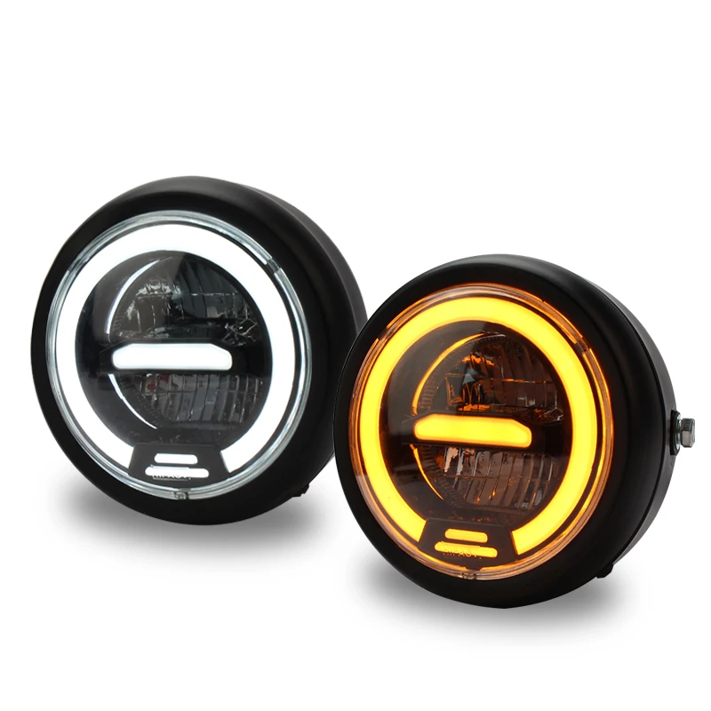 Motorcycle Led Headlight Universal Round Head Light for Harley Sportster Cafe Racer Honda Yamaha Suzuki Custom image 5