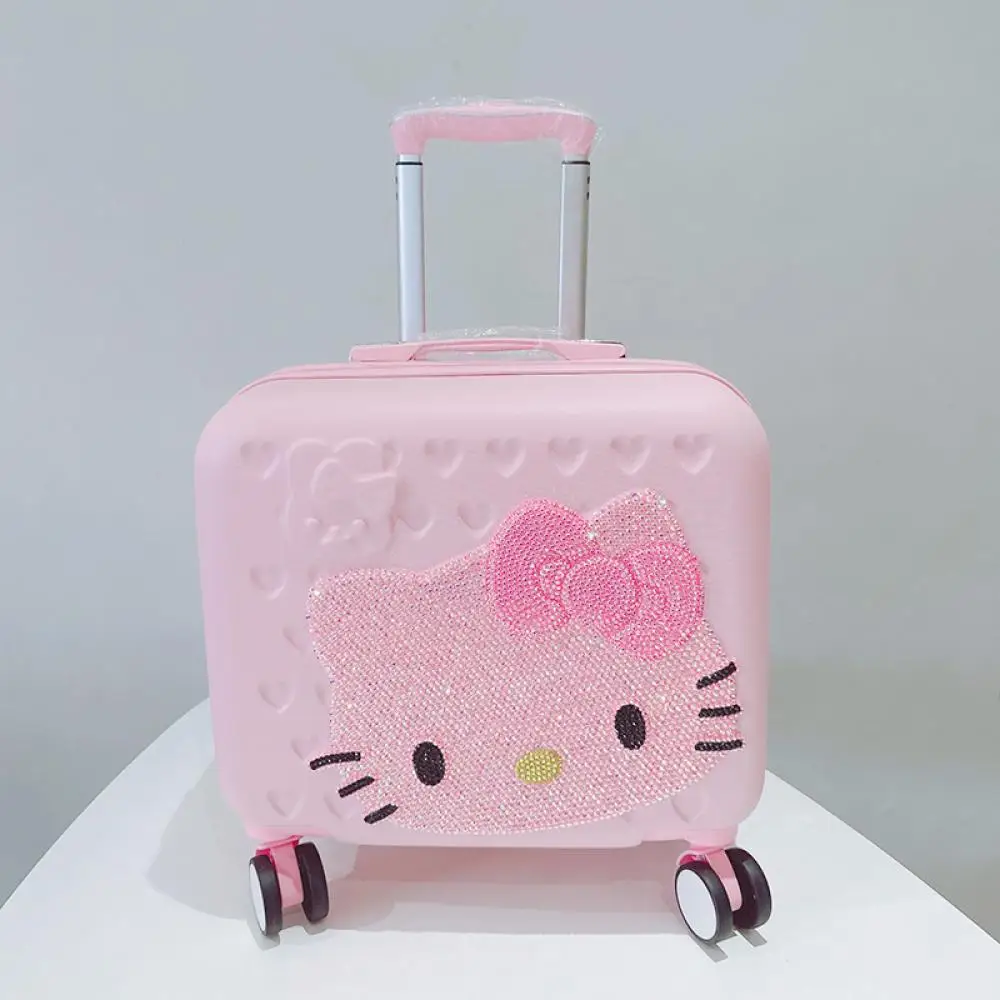 Trolley da 12/16 pollici Hello Kitty Sanrios Anime Kawaii 12 pollici Madre Bambino Valigia Tirante Scatola Rosa con serratura Regalo per studenti