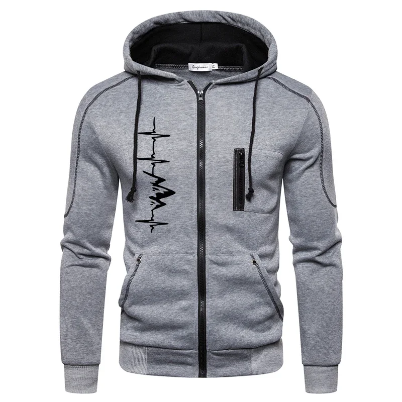 Kurtka męska z nadrukiem Moda Ciepły polarowy płaszcz z kapturem na zamek błyskawiczny Cool Casual Wysokiej jakości topy Bluza Zimowa codzienna odzież do biegania