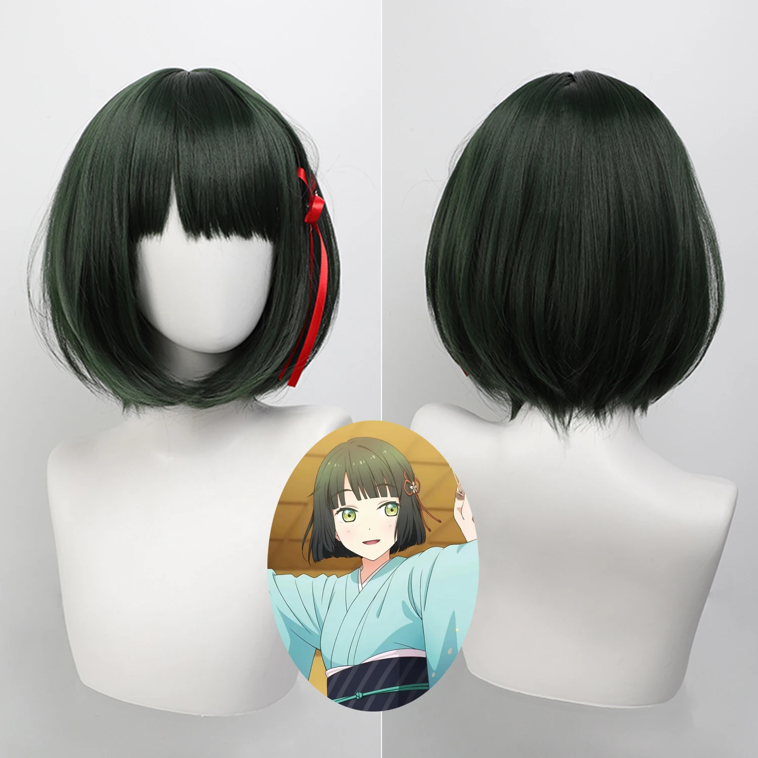 

Cosplay Wig Love Live! Superstar Anime Wig Momose Ginko Gark Green Game Role-Play Anime Wig Straight Bob Cosplay Synthetic Wig