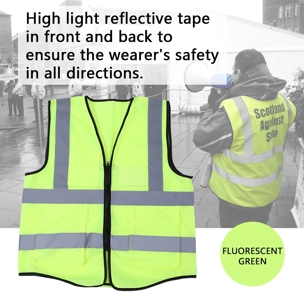 ZK30 Multicolor Reflective Vest Safety Security Waistcoat  camisa de seguridad reflectante work clothes(Fluorescent Green)