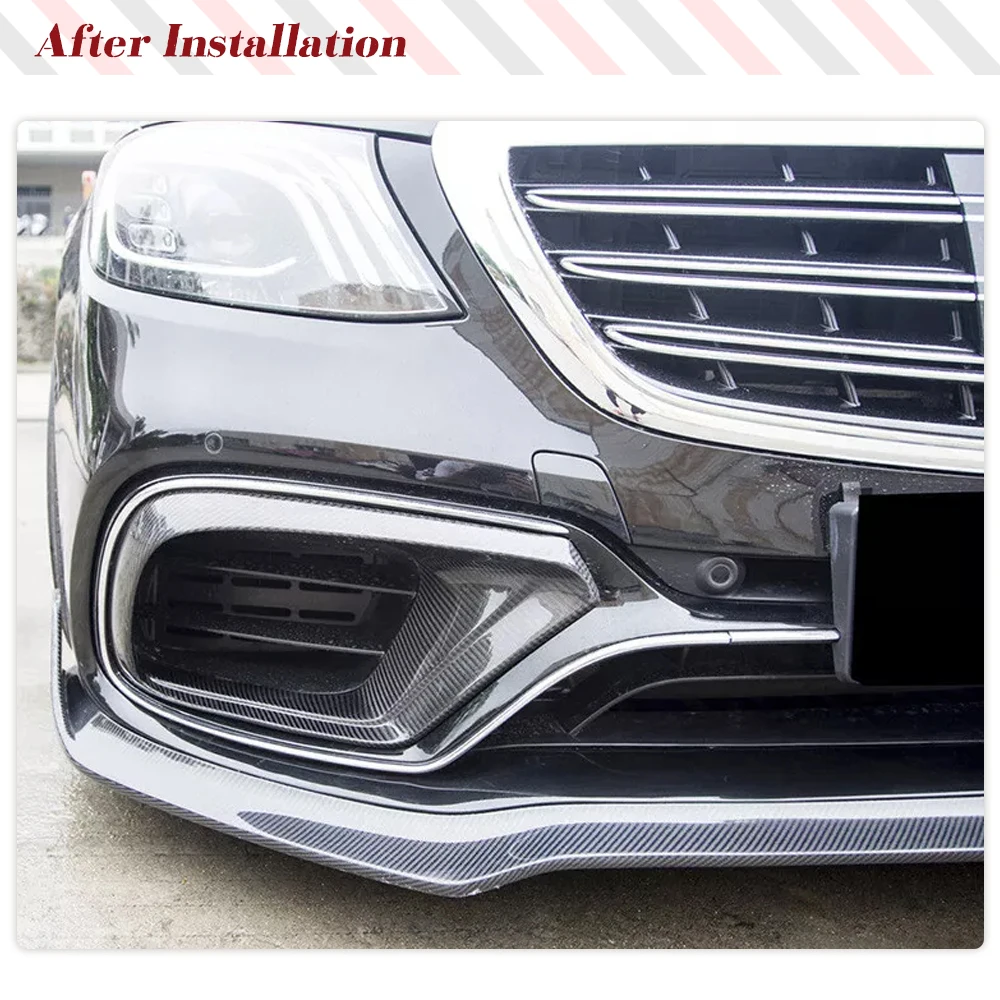 Carbon Fiber Car Front Bumper Air Vent Covers Fits for Mercedes-Benz S Class W222 S63 S65 AMG 2018-2020 Fog Light Cover