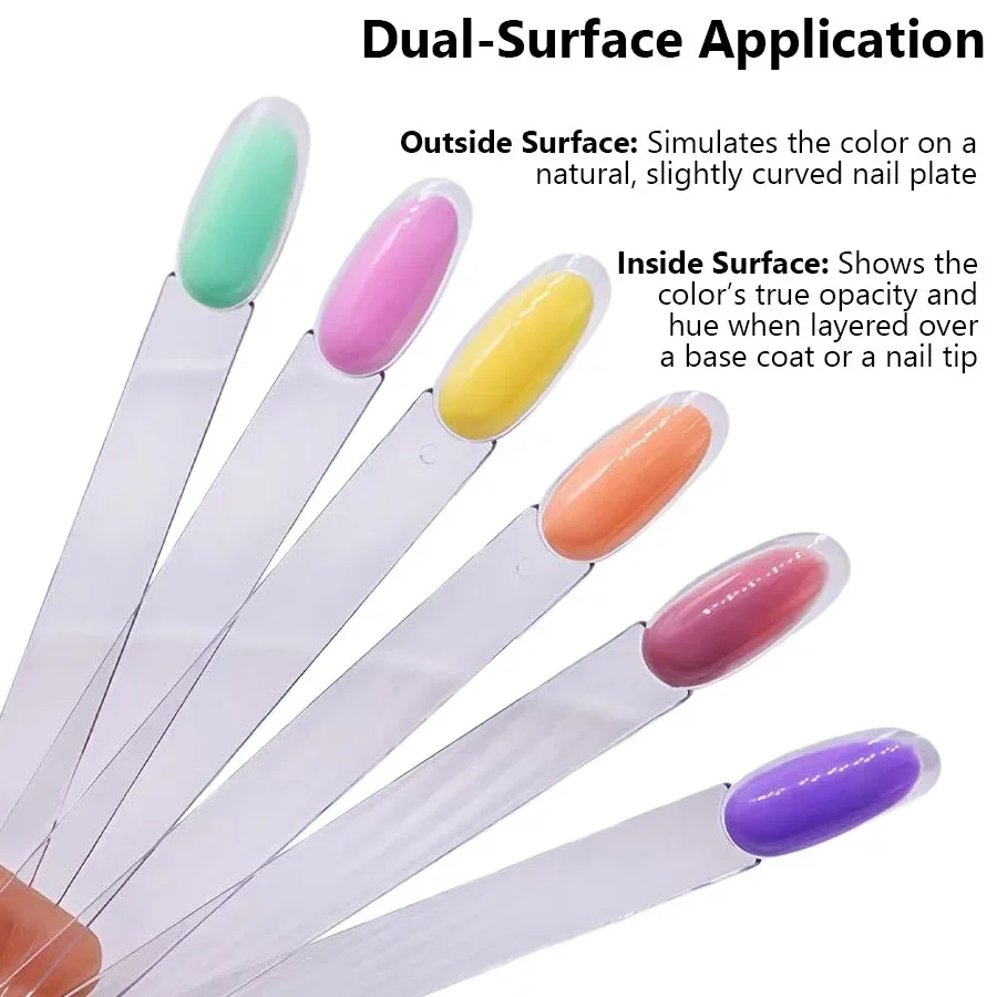 50 Tips Double Layer Oval Fan-Shaped Nail Polish Gel Color Chart Practice Swatch for Nail Art Inner & Outer Painting Display