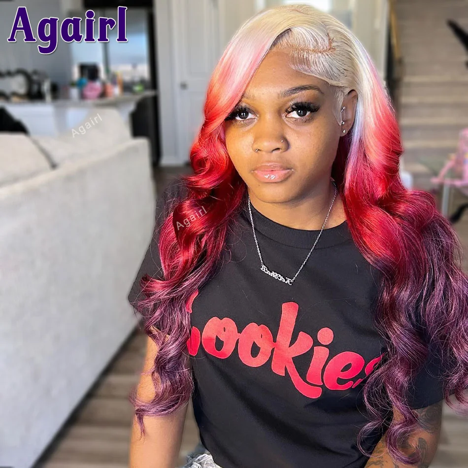 

Omre 613 Red Dark Purple Lace Front Wig Human Hair 13x4 13X6 Body Wave Lace Frontal Wig For Women 200% PrePlucked With Baby Hair