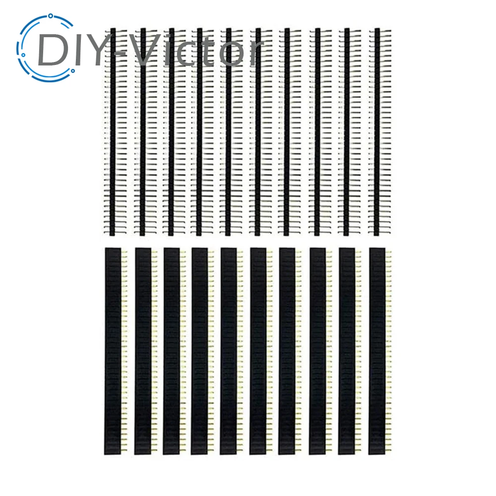 20 Pcs 10 Pairs 40 Pin 1x40 Single Row Male And Female 2.54 Breakable Pin Header PCB JST Connector Strip For Arduino DIY Kit