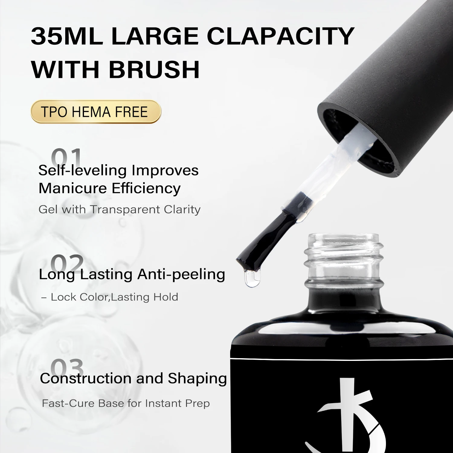 KODI JYJ Base Rubber Nails 35ml Tpo Hema Free Nail Base Coat Gel for Extension High Gloss No Wipe Top Gel Polish Self-leveling