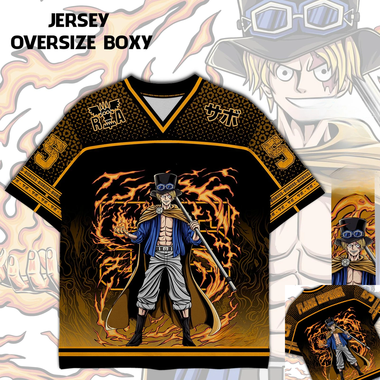 2026 Summer One Piece Sabo Retro Cosplay T-shirt Men's Oversized 3D Printed Short-sleeved Family Unisex Children's Sports Shirt