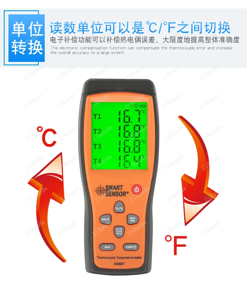 * Termometro a termocoppia a doppio canale Termometro a contatto laser ad alta precisione a quattro canali