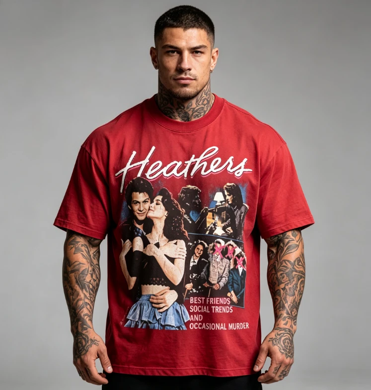 2026 new Street style loose-fit T-shirt classic retro couple portrait printed T-shirt