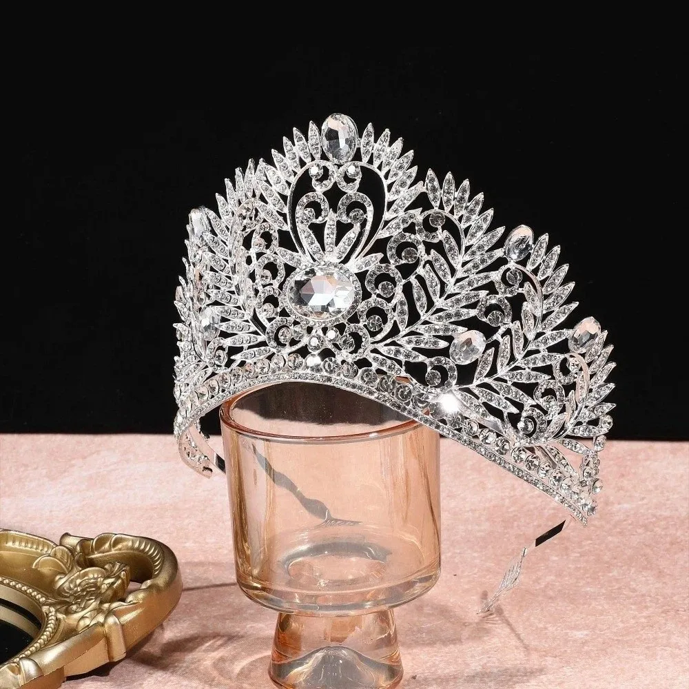 

Queen Party Pageant Baroque Luxury Crown Crystal Shiny Silver Princess Tiara Hair Accessories Headwear Rhinestone Crown Girls